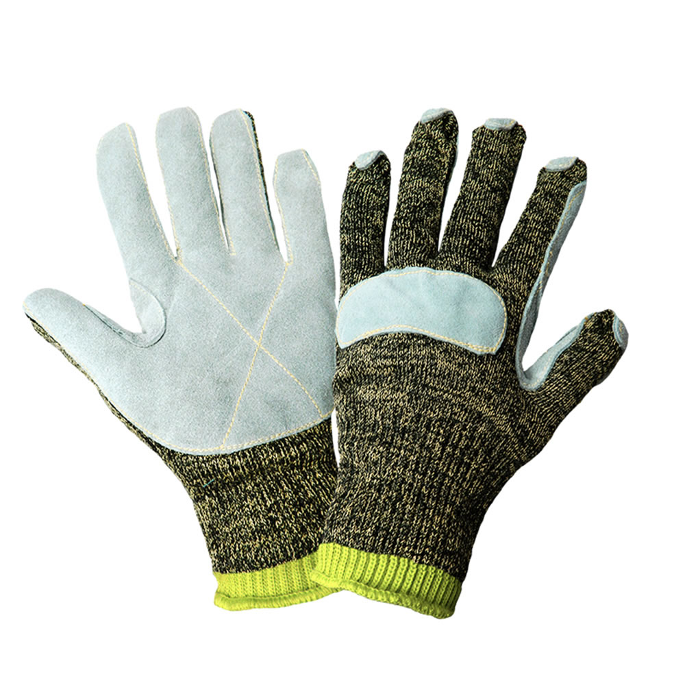 Aramid coated steel wire leather gloves