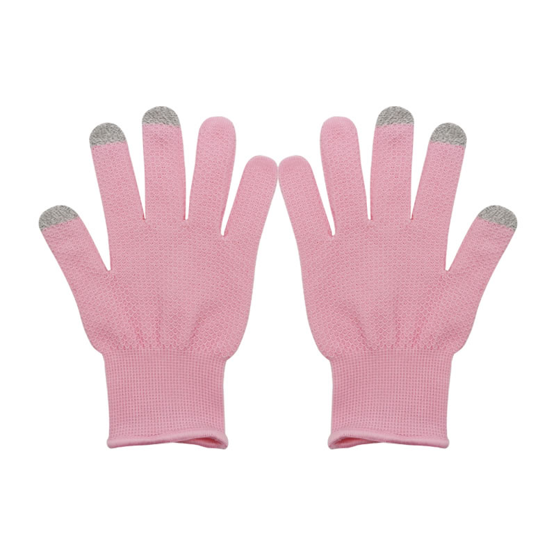 Touch screen anti slip gloves (pink three finger touch screen)