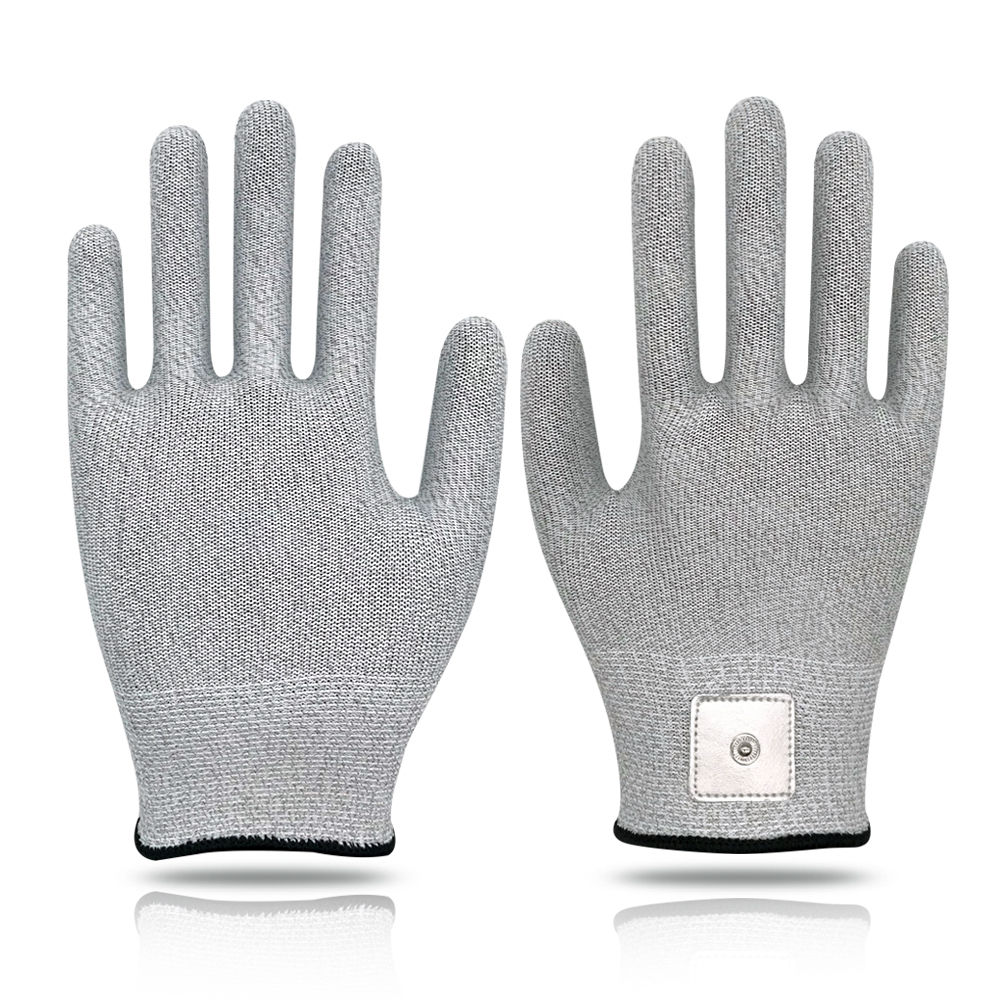 Silver fiber leather gloves