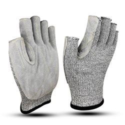 HPPE Cut Resistant Scissor Finger Patch Leather Gloves